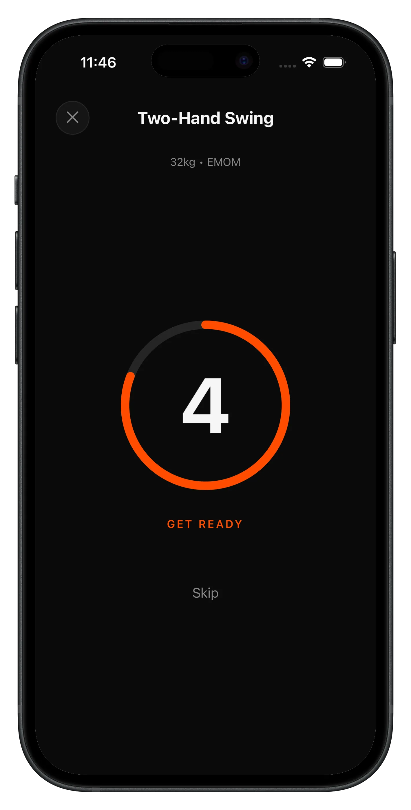 Prepare for a kettlebell workout countdown